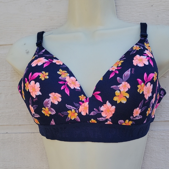 PINK Victoria's Secret Floral Bra - Navy and Pink - Picture 1 of 10
